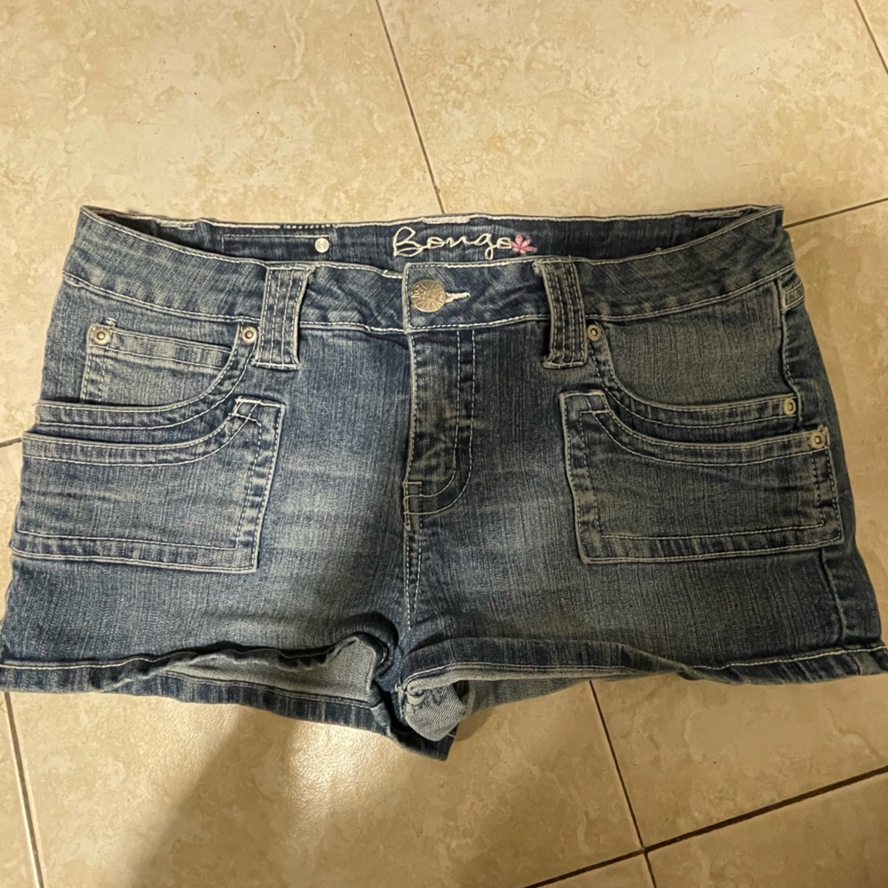 BONGO Blue Denim Shorts with Pink Detail